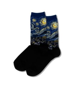 Hot Sox Women's Fun Famous Paintings Crew Socks-1 Pair Pack-Cool & Artistic Gifts 4-10 Starry Night (Royal Blue) 8 71zq6pc60NL