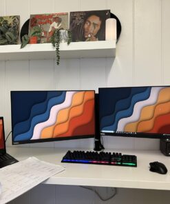 WALI Dual LCD Monitor Fully Adjustable Desk Mount Stand Fits Two Screens up to 27 inch, 22 lbs. Weight Capacity per Arm (M002), Black 39 71zqWCocSaL