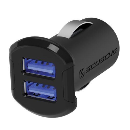 Scosche USBC242M ReVolt Universal Cigarette Lighter Multi Device Compact Dual Port USB Car Charger, Fast Charge Two Devices Simultaneously, Black Dual USB-A 24W