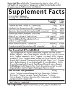 Garden of Life Raw B Complex - Vitamin Code - 60 Vegan Capsules, High Potency Vitamins for Energy & Metabolism with B2 Riboflavin, B1, B3, B6, Folate, B12 as Methylcobalamin & Biotin Plus Probiotics Unflavored 60 Count (Pack of 1) 20 71zroXjatBL