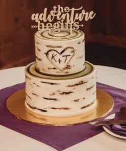 Ella Celebration The Adventure Begins Wooden Wedding Cake Topper, IMPROVED Arrow Rustic Wood Decoration 8 Inch Width (Adventure Begins) 31 71zs6fsiY1L