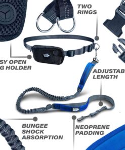 Alternative view of Black Rhino - Premium Hands Free Dog Leash for Running Walking Jogging & Hiking - Adjustable Length Dual Handle Bungee Leash Medium Large Dogs Neoprene Padded Handles (5 Feet, Black) 5 Feet