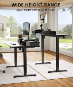 ErGear Electric Standing Desk with Double Drawers, 48x24 Inches Adjustable Height Sit Stand Up Desk, Home Office Desk Computer Workstation with Storage Shelf, Black 48x24 Inch 30 71zt49PbRHL