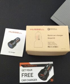 Hussell Car Charger Adapter - 3.0 Portable USB w/Fast Charge Technology & Dual Ports - Compatible w/Apple iPhone, Android, Tablet or Other USB Device - White Elephant, Stocking Stuffers 49 71ztRpGmgQL