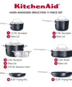 Alternative view of KitchenAid Hard-Anodized Induction 11-piece Nonstick Cookware Set, Black (80120)