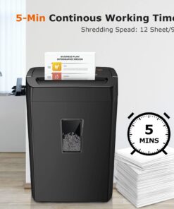 Bonsaii 12-Sheet Cross Cut Paper Shredder, 5.5 Gal Home Office Heavy Duty Shredder for Paper, Credit Card, Mails, Staples, with Transparent Window, High Security Level P-4 (C275-A) 1 2 Sheet 5-Minute 20 71zulxxcc9L
