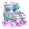 SULIFEEL Rainbow Unicorn 4 Size Adjustable Light up Roller Skates for Girls Boys for Kids A Rainbow Medium - Big Kid 19 71zvITrgElS