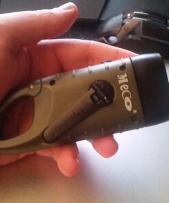 MECO Hand Cranking Solar Powered Rechargeable Flashlight Emergency LED Flashlight Carabiner Dynamo Quick Snap Clip Backpack Flashlight Torch Weather Ready, 8 Lumen - Green 25 71zxt3mZL