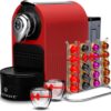 ChefWave Espresso Machine and Coffee Maker (Red) - Compatible with Nespresso Original Capsules, Programmable, One-Touch, Italian, 20 Bar High Pressure Pump Bundle with Pod Holder and Glasses Red 60 81 0LqGrtlL