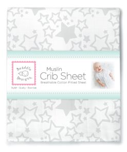 Alternative view of SwaddleDesigns Softest Cotton Muslin Fitted Crib Sheet/Toddler Sheet for Baby Boy & Girl, Sterling Starshine