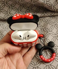 iFiLOVE Compatible with Airpods Case, Cute Cartoon Airpods Cover, Minnie Mouse Soft Silicone Shockproof Protective Case Cover Skin with Ring Buckle Holder for Apple Airpods 1 & 2 Charging Case(#2) #2 37 81 0zziiC4L