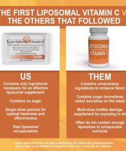 LivOn Laboratories Lypo–Spheric Vitamin C – 30 Packets – 1,000 mg Vitamin C & 1,000 mg Essential Phospholipids Per Packet – Liposome Encapsulated for Improved Absorption – 100% Non–GMO Unflavored 0.2 Fl Oz (Pack of 30) 24 81 1ooFBvjL 2