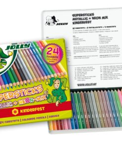 Alternative view of Jolly Supersticks Premium European Metallic and Neon Colored Pencils with Tin Carrying Case; Set of 24; Perfect for Adult and Kids Coloring 24 Count (Pack of 1)