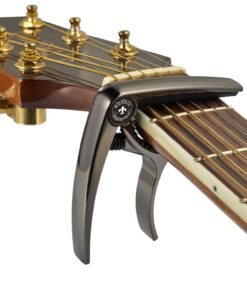 Guitar Capo Deluxe for Guitars, Ukulele, Banjo, Mandolin, Bass -Made of Premium Quality Zinc Alloy for 6 & 12 String Instruments- Luxury Accessories Nordic Essentials&trade- (Black) Sleek Metallic Black 11 81 4RzX8aRL
