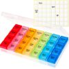 VMVN Pill Box 7 Day, Large Pill Cases Organizers,Weekly Pill Container AM/PM Medicine Organizer,Removable 4 Times a Day Pill Holder Medium 17 81 5kCGp3xL