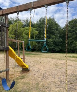 Jungle Gym Kingdom Swing Sets for Backyard, Monkey Bars & Swingset Accessories - Set Includes 18" Trapeze Swing Bar & 48" Heavy Duty Chain with Locking Carabiners - Outdoor Play Equipment (Green) Green 33 81 6O4cyZaL