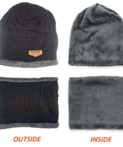 HINDAWI Winter Hat Scarf Gloves Slouchy Beanie Snow Knit Skull Cap Touch Screen Mittens Circle Scarves for Women Hat+scarf+gloves (Black) 22 81 7x56VmeL