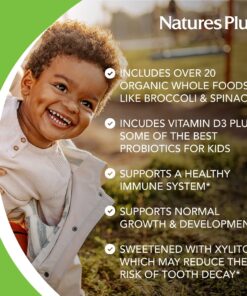 NaturesPlus Animal Parade Gold Children's Multivitamin - Assorted Cherry, Orange & Grape Flavors - 120 Chewable Animal-Shaped Tablets - Vegetarian, Gluten Free - 60 Servings 13 81 87FYNL2L