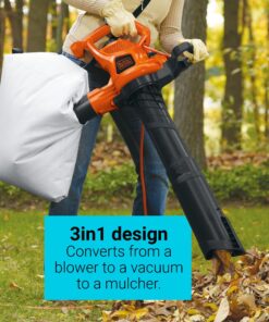 BLACK+DECKER 3-in-1 Leaf Blower, Leaf Vacuum and Mulcher, Up to 230 MPH, 12 Amp, Corded Electric (BV3600) 28 81 Cr3pGB4L