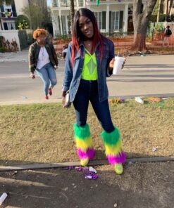 MARDI GRAS FURRY LEG COVERS Standard Size Purple / Yellow / Green 27 81 G9ZdQRPL