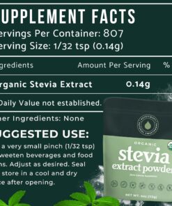 NatriSweet Stevia Powder, 4 oz, Pure Stevia Sweetener with No Additives, No Fillers, Zero Carbs, Zero Calorie, Organic Stevia Powder For Sugar Substitute, 300 Times Sweeter Than Sugar, 800+ Servings 23 81 GkX1EhoL