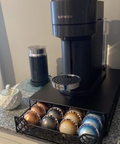 RECAPS Coffee Pod Holder Pod Drawer Storage Pods Holder Coffee Capsules Kitchen Organizer Compatible with Vertuoline Vertuo Stores 40 Capsules Black Color Cast Iron 49 81 He7J1GKL