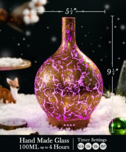 Porseme Gold Plated Essential Oil Diffuser Glass Aromatherapy Ultrasonic Humidifier, Auto Shut-Off,Timer Setting, BPA Free,Aroma Decoration for Home,Office,Gym,Spa,Premium Gift 100ml A4-100ml Gold Plated Aladdin 17 81 IbTk1EkL