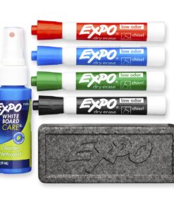 Alternative view of EXPO Low Odor Dry Erase Marker Starter Set, Chisel Tip, Assorted, Whiteboard Eraser, Cleaning Spray, 6 Count Markers