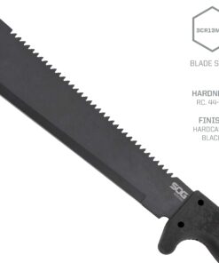 SOG SOGfari Tanto Machete- Survival Machete with 10 Inch Full Tang Blade,Camp Machete for Clearing Brush,Chopping Wood&Harvesting Crops,Spiked Tang Handle for Pounding&Scraping(MC04-N) ,Black 16 81 JicUxBvL