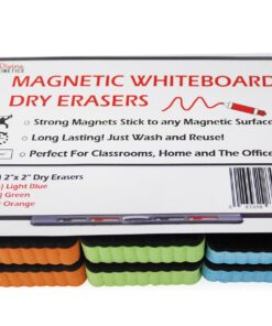 Premium Magnetic Dry Erase Erasers | 12-Pack | Magnetic Whiteboard & Chalkboard Erasers | Dry Erasers for White Boards | Perfect Erasers for the Classroom, Home or Office! Light Blue, Green and Orange 12 81 KQTAwAtL