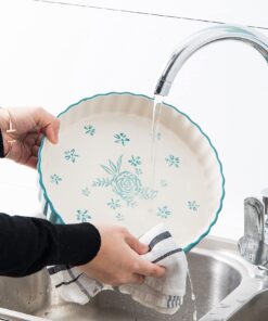 Wisenvoy Pie Pan Tart Pan Quiche Ceramic Pie Dish Pie Plate Tart Pans 9 inch Tart Pan Deep Dish Pie Pan Quiche Pan Turquoise 8 81 Lgw1OjS