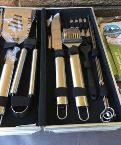 ROMANTICIST Complete Grill Accessories Kit - The Very Best Grill Gift on Birthday Wedding - Professional 21PC BBQ Accessories Set with Case for Outdoor Camping Grilling Smoking SILVER-1 32 81 MONWXqnL