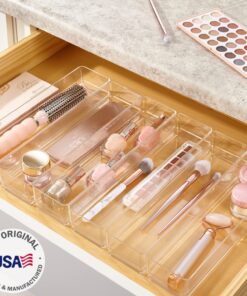 STORi SimpleSort 6-Piece Stackable Clear Drawer Organizer Set | 12" x 3" x 2" Rectangle Trays | Narrow Makeup Vanity Storage Bins and Office Desk Drawer Dividers | Made in USA 12x3x2" (Set of 6) 22 81 Mi4k 7L