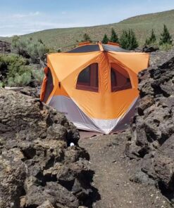 Gazelle Tents T4 Hub Tent, Easy 90 Second Set-Up, UV Resistant, Removable Floor, 4-Person, Orange, 78"x 94" x 94" 22272 T4 Orange/Grey 54 81 N3ldmZL