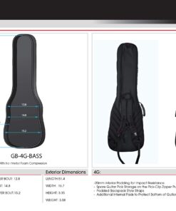 Gator GB-4G-BASS Cases 4G Series Gig Bag For Bass Guitars With Adjustable Backpack Straps 24 81 PtR dPyL