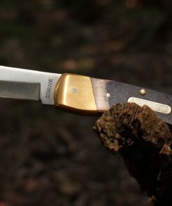 Old Timer 7OT Cave Bear Traditional Lockback Pocket Knife with 3.9in High Carbon Stainless Steel Blade, Sawcut Handles, and Leather Belt Sheath for Hunting, Camping, Whittling, EDC, and Outdoors 25 81 QRQ1NcrL