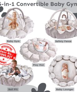Alternative view of 5-in-1 Thick & Plush Play Gym, Activity Gym & Play Mat, Cat Bed, Dog Bed, Convertible Stage-Based Developmental from Baby to Toddler, Ball Pit, Soft Plush Pet Bed, Pet Cushion, Balls are not Included Grey