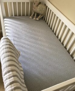 Burt's Bees Baby - Fitted Crib Sheet, Boys & Unisex 100% Organic Cotton Crib Sheet For Standard Crib and Toddler Mattresses (Heather Grey Thin Stripes) Heather Grey Stripes 37 81 SoUuLZGL