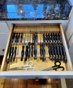 Rev-A-Shelf Dual Row Trim To Fit Knife Block Drawer Organizer with Storage Holder for Kitchen Utensils, 55 Slot Cutlery Tray, Wood, 4WDKB-1 Natural 39 81 SogARtvL