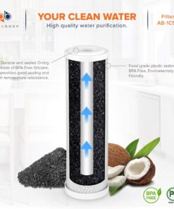 Aquaboon Coconut Shell Water Filter Cartridge | Activated Carbon Block CTO | Universal 5 Micron 10 inch Cartridge | Compatible with DWC30001, WFPFC8002, FXWTC, WHEF-WHWC, WHKF-WHWC 6-PACK 13 81 TInwiE3L