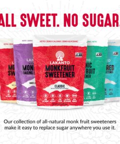 Lakanto Golden Monk Fruit Sweetener with Erythritol - Raw Cane Sugar Substitute, Zero Calorie, Keto Diet Friendly, Zero Net Carbs, Baking, Extract, Sugar Replacement (Golden - 8.29 oz) 8.29 Ounce (Pack of 1) 24 81 UGw4mqGL 1