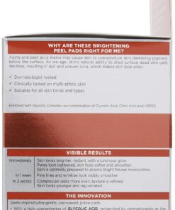 L'Oréal Paris Revitalift Bright Reveal Anti-Aging Exfoliating Peel Pads with Glycolic Acid, Reduce Wrinkles & Brighten Skin, 30 Count (Pack of 1) 34 81 WV hHR8L