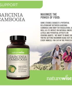 Naturewise Garcinia Cambogia (2 Month Supply) Pure Garcinia Cambogia 100% HCA Extract Concentrated to 60% for Weight Goals (180 Capsules) 180 Count (Pack of 1) 22 81 Yra0j17L
