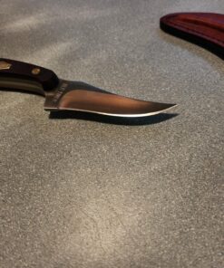 Old Timer 152OT Sharpfinger 7.1in S.S. Full Tang Knife with 3.3in Clip Point Skinner Fixed Blade, Black Sawcut Handle, and Leather Belt Sheath for Hunting, Camping, Skinning, EDC, and Outdoors 50 81 ZjHBqqFL