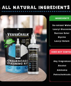 VersaChalk 100% Natural Chalkboard Cleaner Spray and Eraser Kit (250 mL) - Remove Liquid Chalk Marker Ink from Chalk Board Signs, Whiteboard, Dry Erase Marker Board, and Blackboard 1 Count (Pack of 1) 27 81 ZwYMO0lL