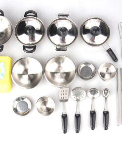 Miniature Toy 17-Piece Stainless Steel Pots and Pans Set , MAGIKON Pretend Play Kitchen Cooking Utensils Toy 7 81 a4GvoeL