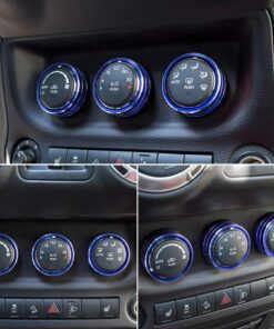 Audio Air Conditioning Button Cover Decoration Twist Switch Ring Trim Interior for Jeep Wrangler JK Patriot Compass Liberty for Dodge Challenger (Blue,3pcs) Blue 21 81 agUDW mL