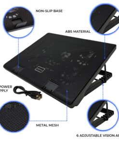 iMBAPrice - Quiet Portable 12" - 17" Laptop Cooler Cooling Pad - Ultra Slim 2xUSB Powered (5 Fans) with Adjustable Height Mount Stand 11 81 am7SWJKL