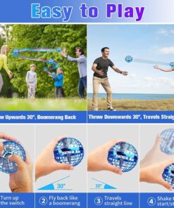 KERNFY 2023 Flying Orb Ball Toys, Hover Ball Toys Flying Mini Spinner Drone Hand Controlled Mini Drone Globe Shape Spinning Safe for Kids Adults (Blue) Blue 7 81 eJl WV7L