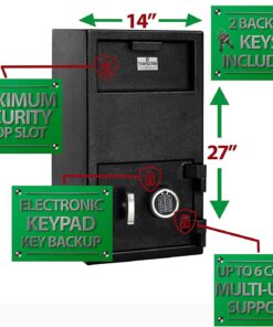 Templeton Safes Large Depository Drop Slot Safe with Electronic Keypad Combination with Key Backup, 1.4 CBF Large - 1.4 CBF 7 81 eTU5S6vL